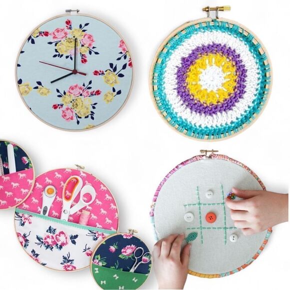 Vintage Embroidery Wood Stretcher Bars Plastic Hoop Bundle - Picture 13 of 15